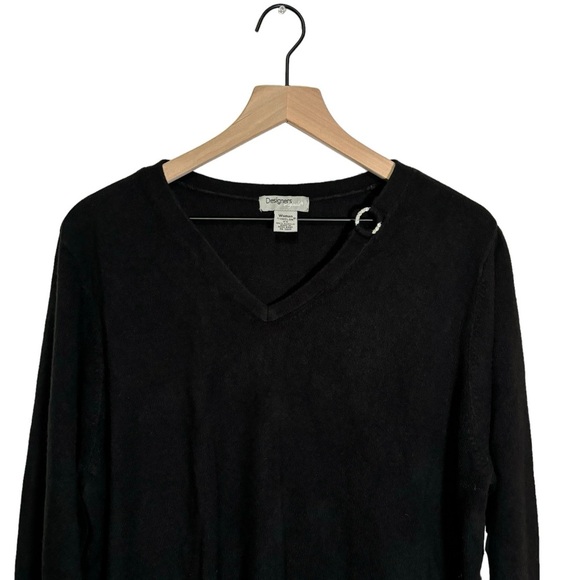 NWT Designers Original Luxelon Black Sweater Rhinestones Office Women's Size 2X - Picture 3 of 12